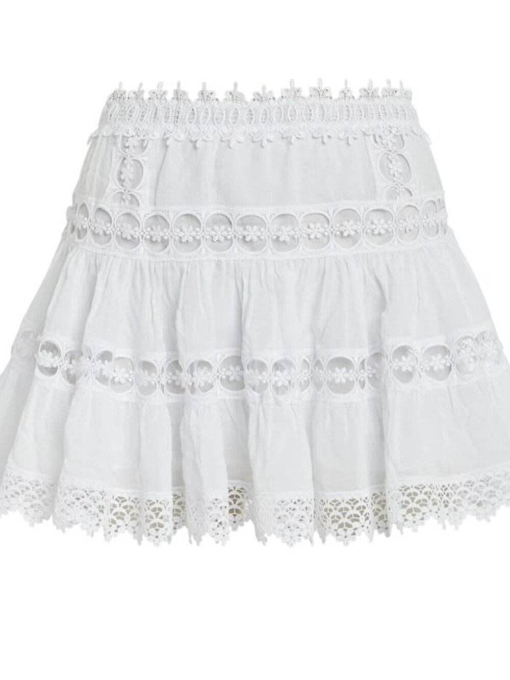 Elan White Lace Tiered Mini Skirt - Picture 3 of 4